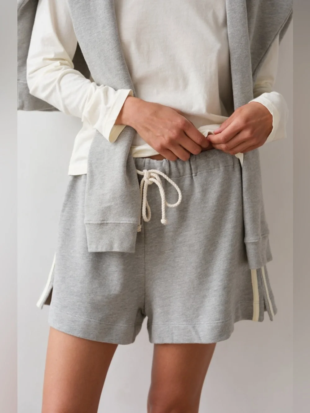 NWT Donni x Free People The Stripe Eco-Terry Short ~Heather-Grey~ - Picture 5 of 7